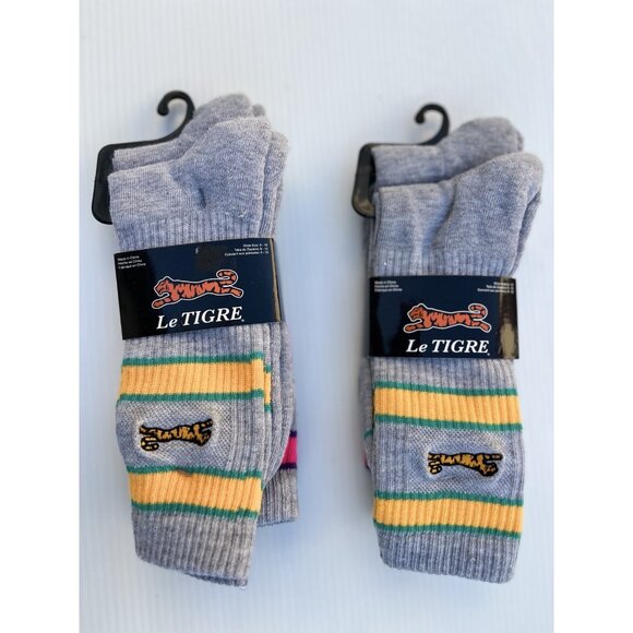 Le Tigre Mens 2-Pack Crew Socks Gray Multicolor Embroidered Tiger Logo Size 6–12 - Picture 7 of 7